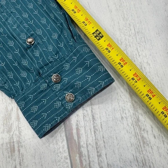 Cody James Western Pearl Snap Shirt 2XL Blue Long Sleeve Cowboy Aztec Mens - Picture 9 of 10